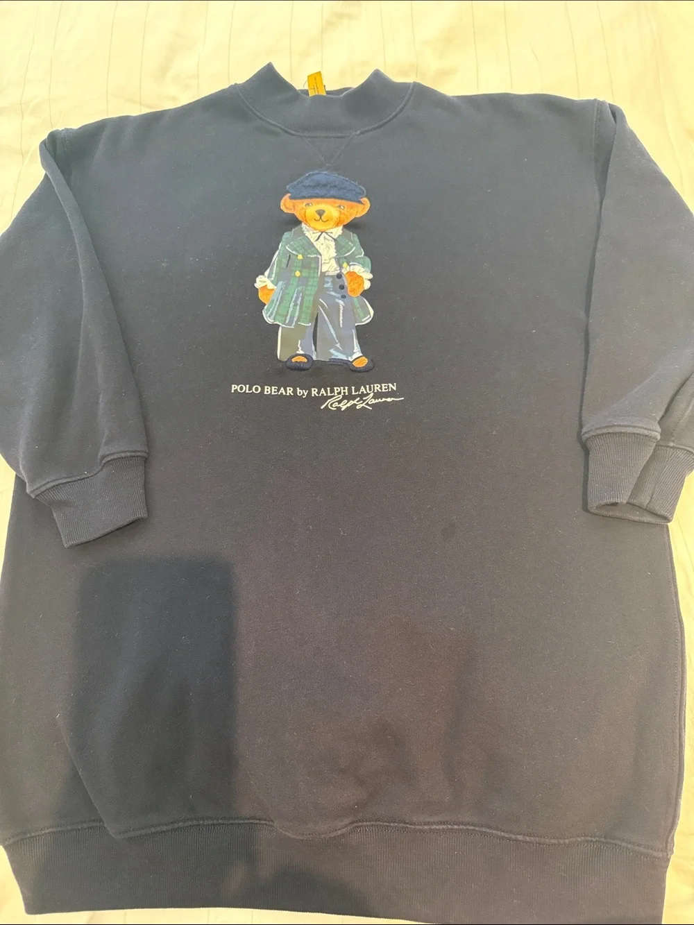 Girls Ralph Lauren polo bear Navy sweatshirt dress size large (12-14)